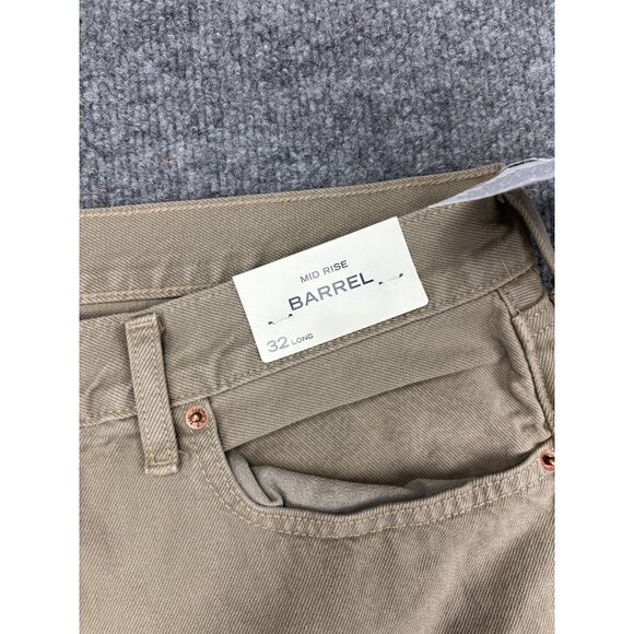 Abercrombie & Fitch Jeans Womens 32 Long Khaki Mid Rise Barrel Wide Leg - Picture 3 of 9